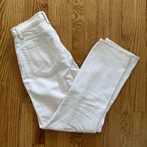 Abercrombie & Fitch Curve Love Ultra High Rise Ankle Straight Jean in Cream